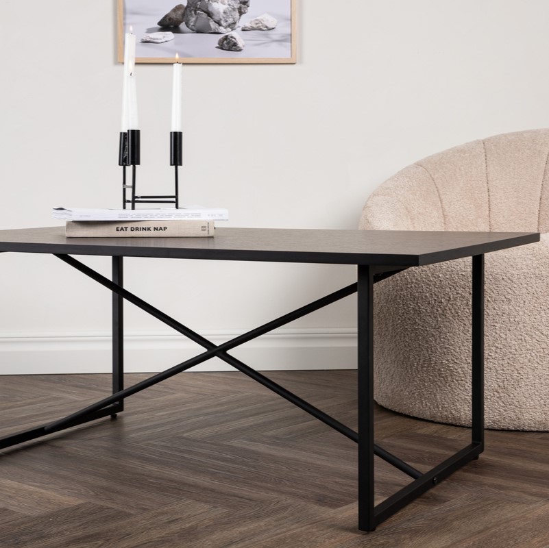 Chantal - Sofabord i sort metal og sort topplade i MDF., Moderne designs hos HomeNordic