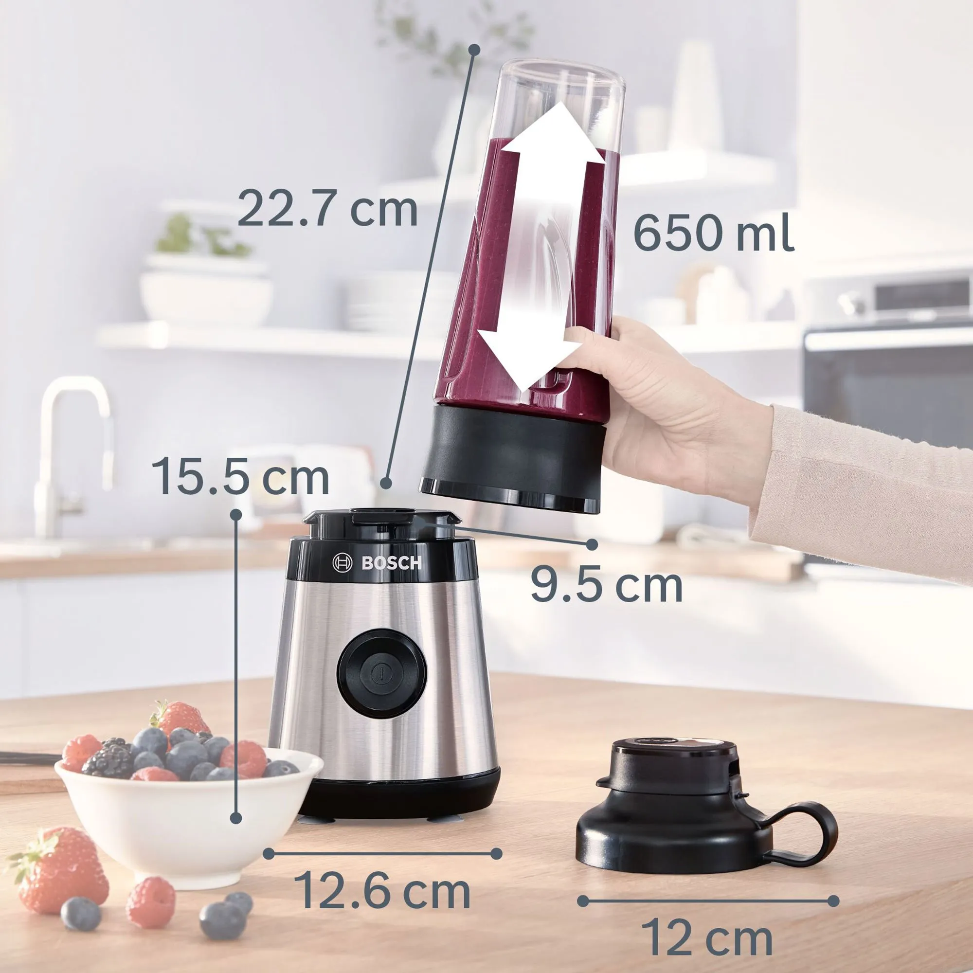 MMB2111M miniblender, 450 W, rustfrit stål, produktbillede 8 af 12, Blendere hos HomeNordic