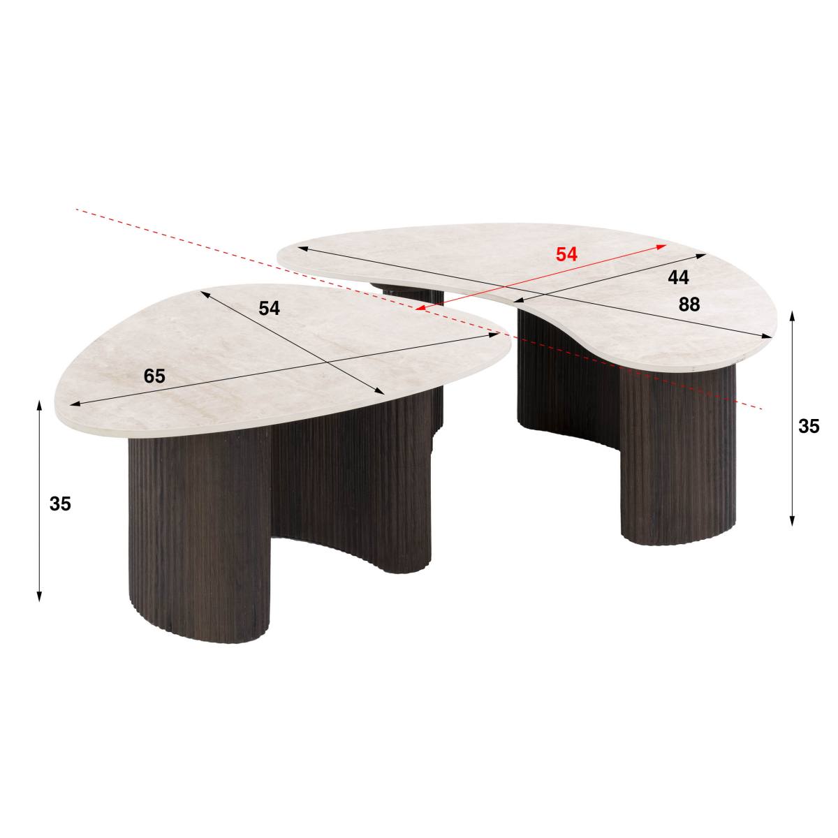 Katla - Sofabordssæt i Taj Mahal og mørkebrun træ, produktbillede 5 af 5, Moderne designs hos HomeNordic