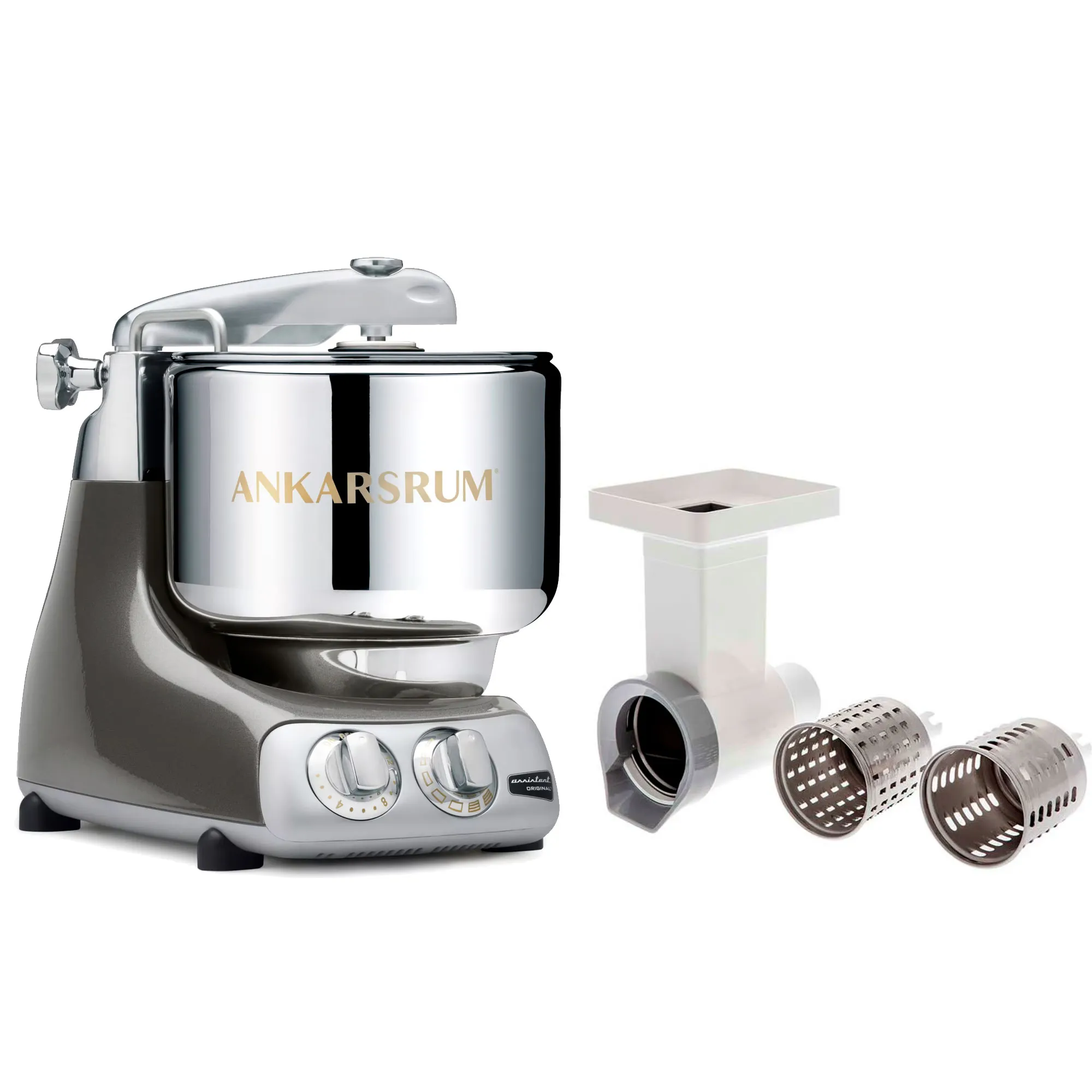 Ankarsrum Assistent Original AKM6230 Black Chrome + Grøntsagssnitter, Røremaskiner hos HomeNordic