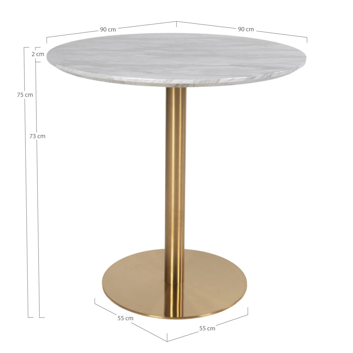 HOUSE NORDIC BOLZANO BORD MARMOR LOOK/MESSING LOOK, produktbillede 5 af 5, Spiseborde hos HomeNordic