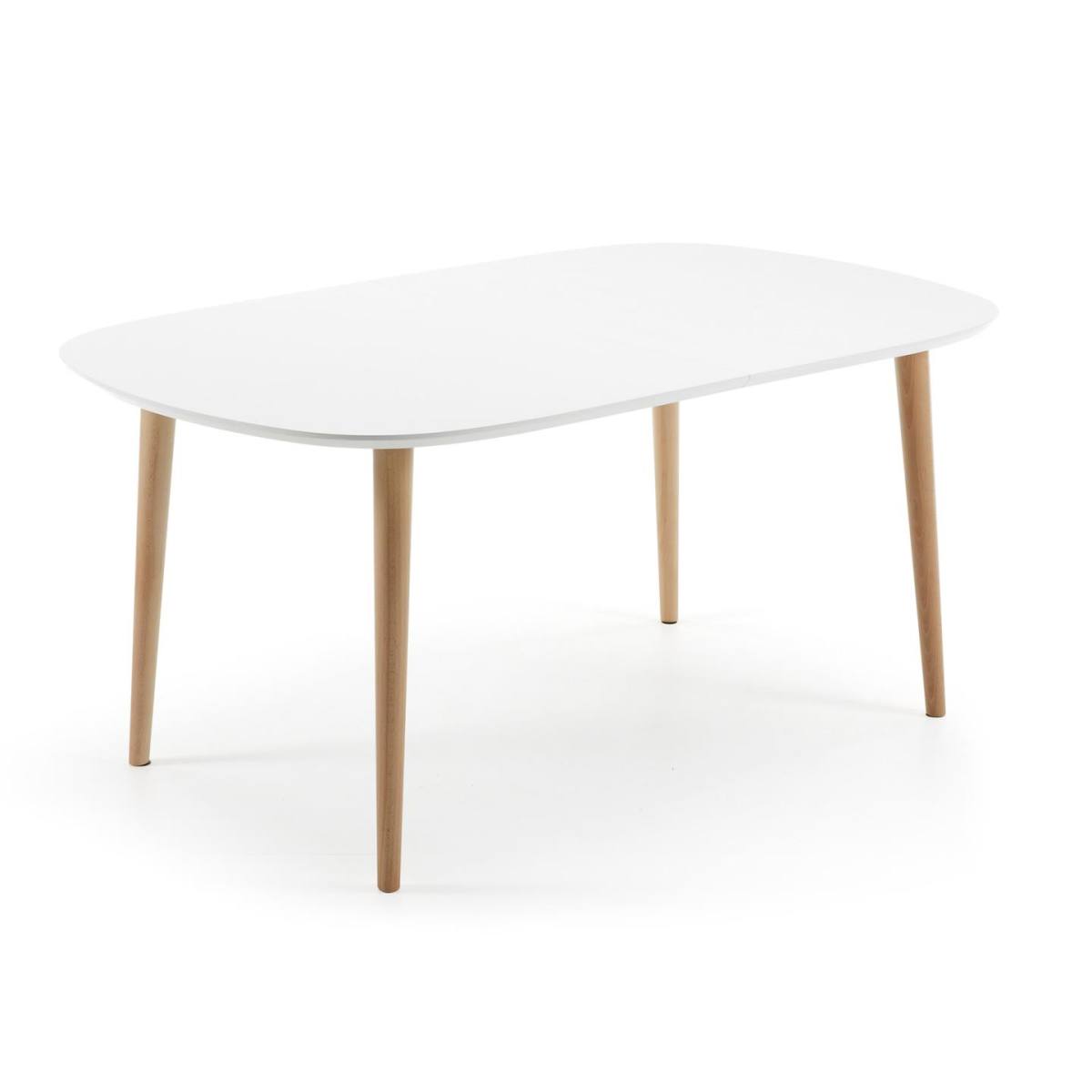 KAVE HOME Oqui spisebord m. tillægsplader, ovalt, hvid MDF 160 (260) x, Spiseborde hos HomeNordic
