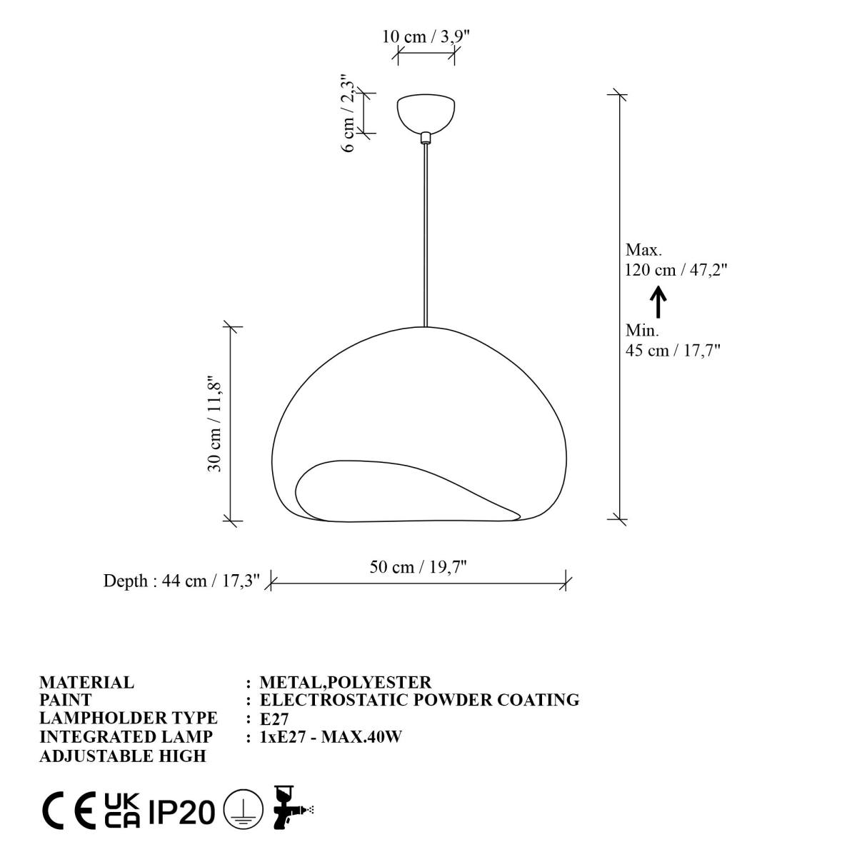 NORDVÄRK Loval-50-Nua loftlampe, produktbillede 2 af 6, Loftlamper hos HomeNordic