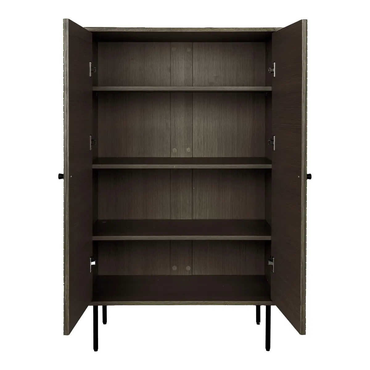 Kyoto Vitrineskab - Vitrineskab, 2 Låger, Egefiner, Smoked, Sorte Metalben 80X40X130 Cm – billede 5