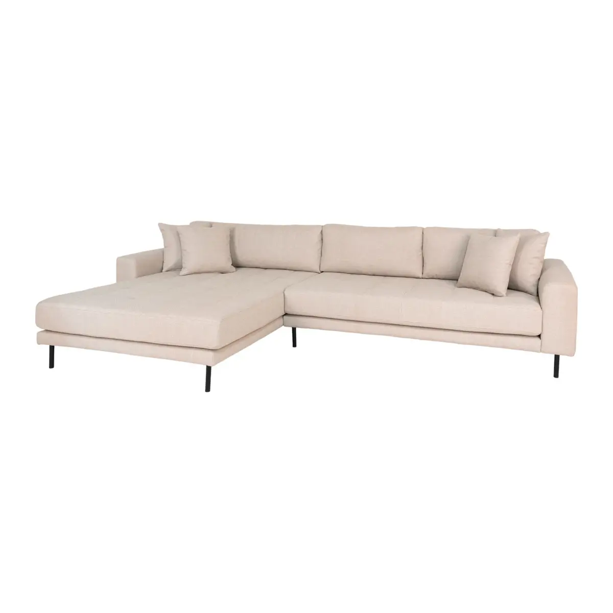 Lido Loungesofa - Loungesofa, Venstrevendt I Beige Med Fire Puder Og Sorte Stål Ben, Hn1025 – billede 3
