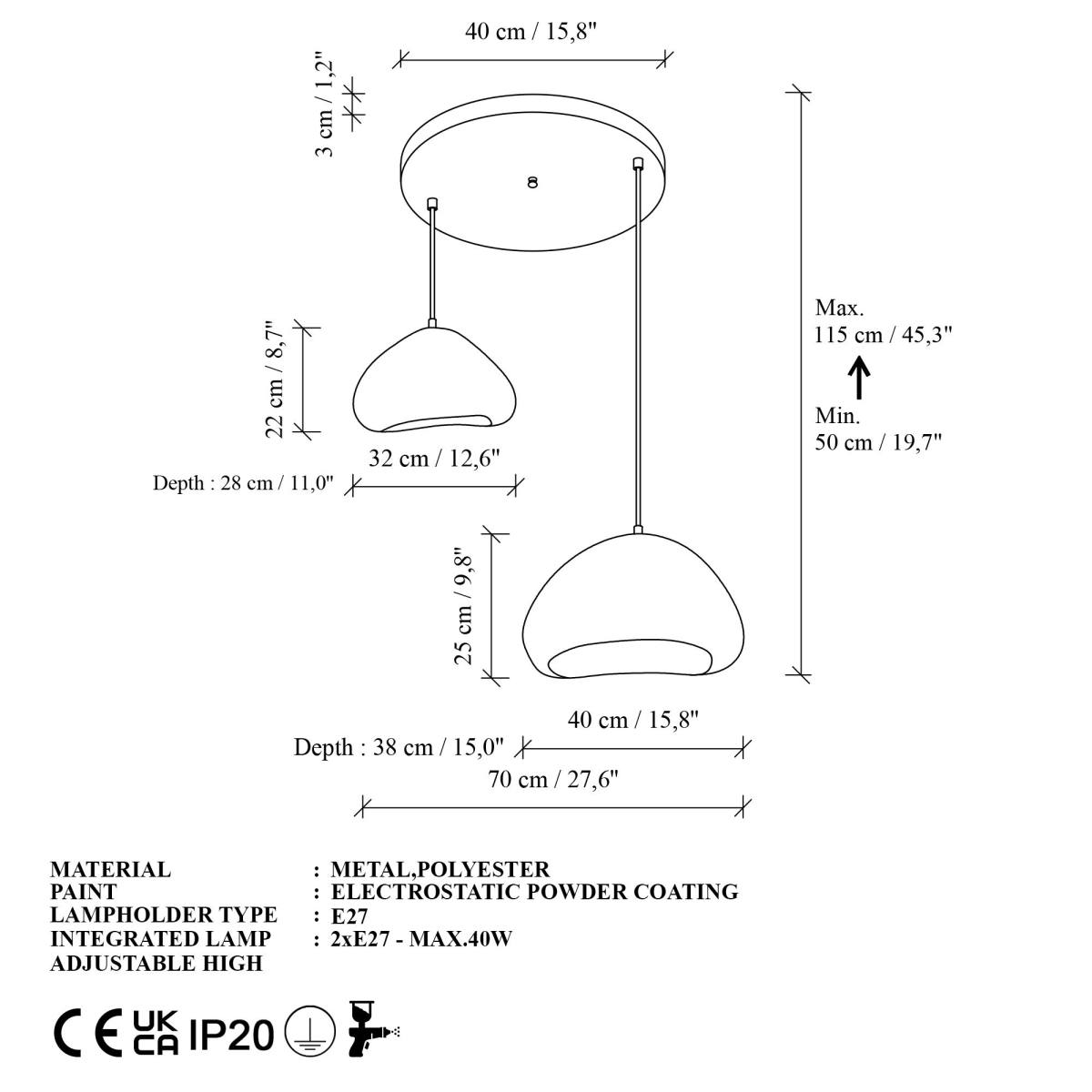 NORDVÄRK Lora-30-40-T-Nua loftlampe, produktbillede 2 af 6, Loftlamper hos HomeNordic