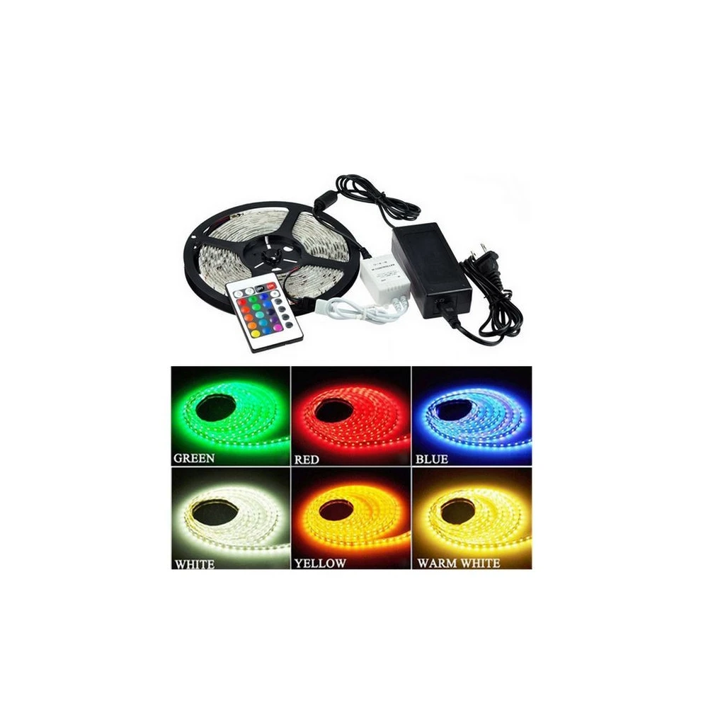 RGB sæt: 10 meter LED strip 30 LED, 7,2w, kontroller og transformator, LED-strips hos HomeNordic