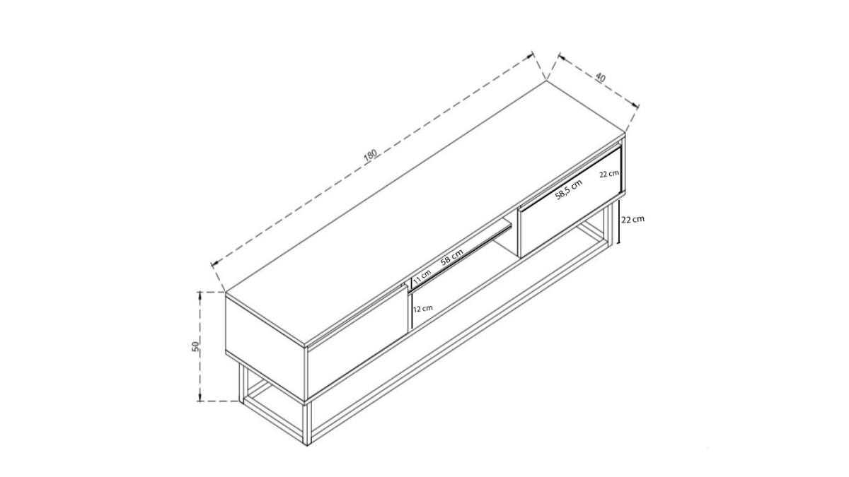 NORDVÄRK Belinda TV-bord, m. 1 hylde og 2 skuffer, produktbillede 2 af 6, TV-borde hos HomeNordic