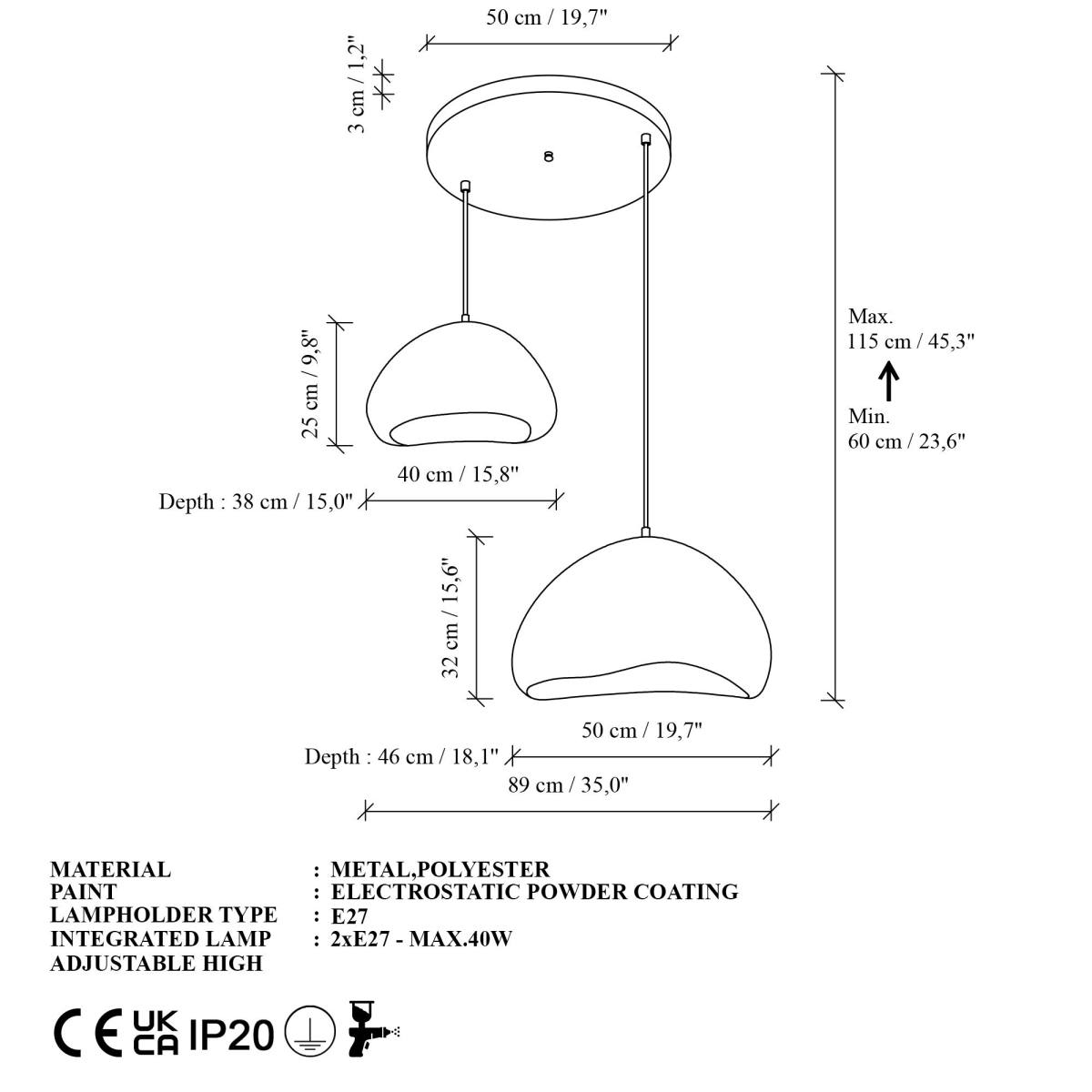 NORDVÄRK Lora-40-50-T-Nua loftlampe, produktbillede 2 af 6, Loftlamper hos HomeNordic