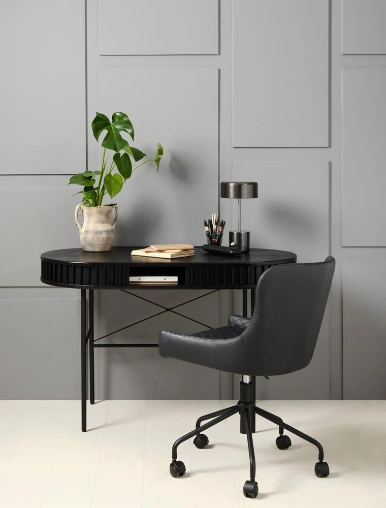 Siena Skrivebord, Sort Eg, 120x60x75 cm, produktbillede 3 af 14, Skriveborde hos HomeNordic