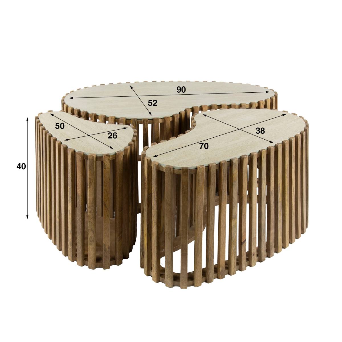 Jura - Sofabordssæt med 3 borde i mangotræ og keramisk topplader, produktbillede 5 af 5, Moderne designs hos HomeNordic