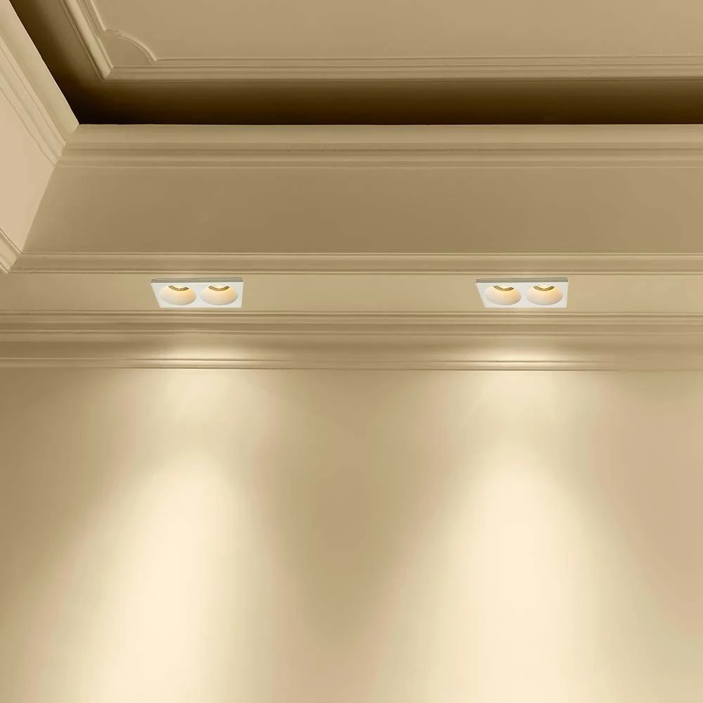 Dobbelt GU10 downlight til gipsloft indspartling, Spots hos HomeNordic