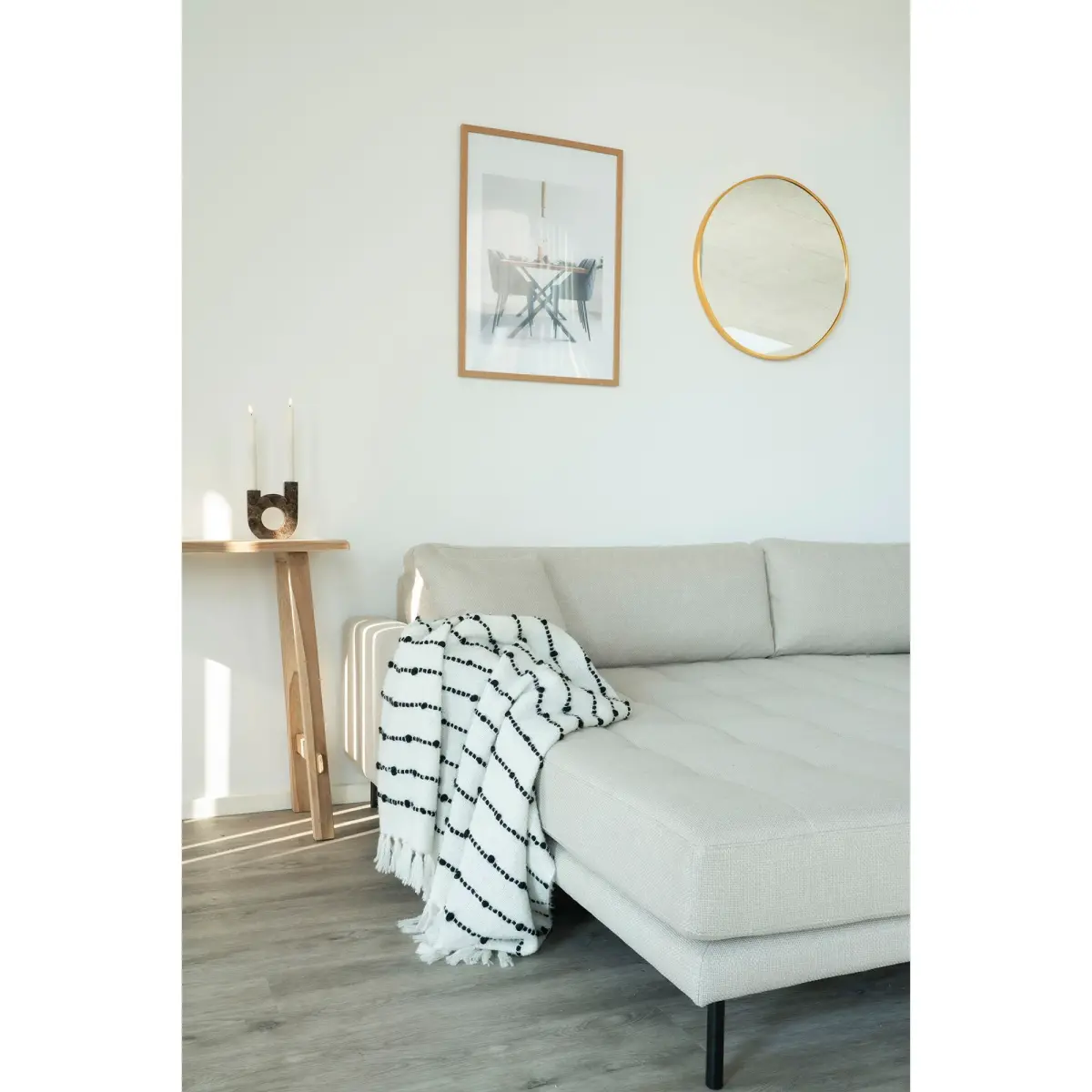 Lido Loungesofa - Loungesofa, Venstrevendt I Beige Med Fire Puder Og Sorte Stål Ben, Hn1025 – billede 6