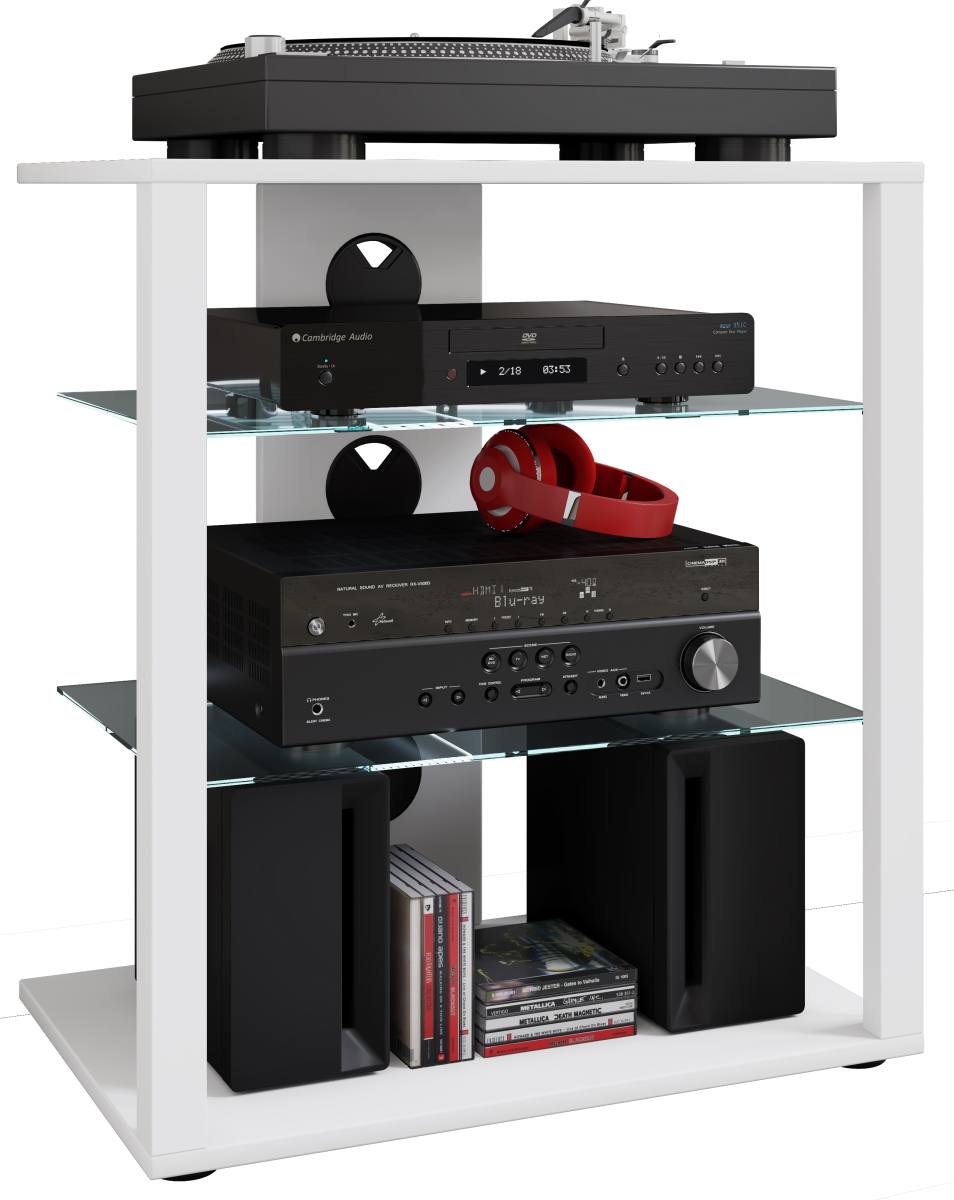 VCM NORDIC Folas Hi-fi og TV-bord, m. 2 glashylder, produktbillede 3 af 4, TV-borde hos HomeNordic