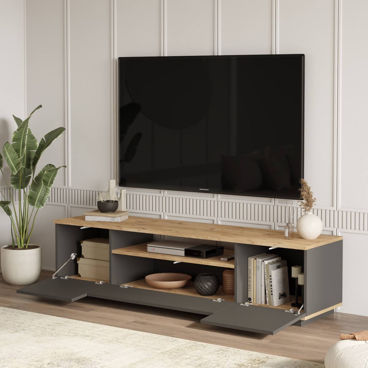 NORDVÄRK FR7 TV-bord, m. 3 låger og 1 hylde, produktbillede 6 af 6, TV-borde hos HomeNordic