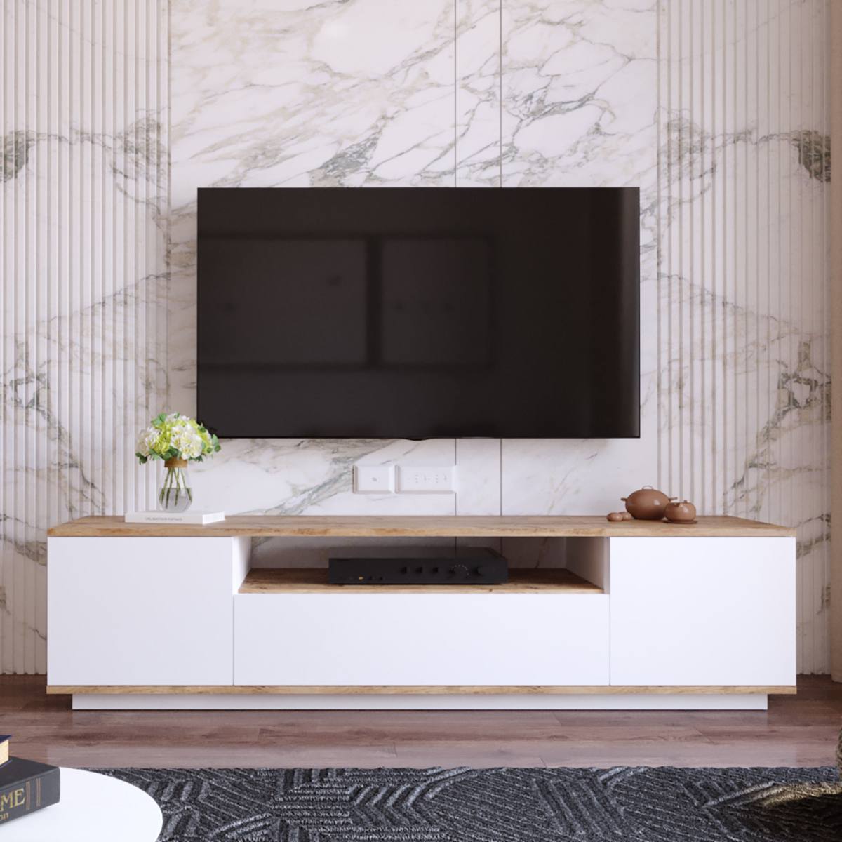 NORDVÄRK FR7 TV-bord, m. 3 låger og 1 hylde, produktbillede 4 af 12, TV-borde hos HomeNordic