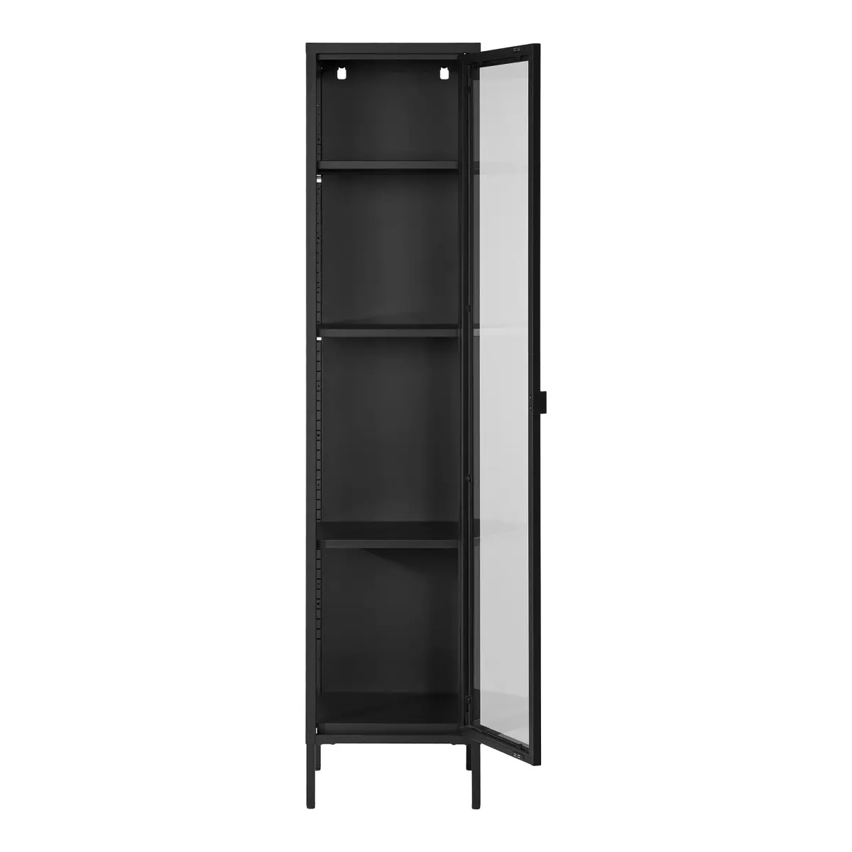 Brisbane Smalt Vitrineskab - Smalt Vitrineskab, 1 Glaslåge, Stål, Sort 40X35X180 Cm – billede 4
