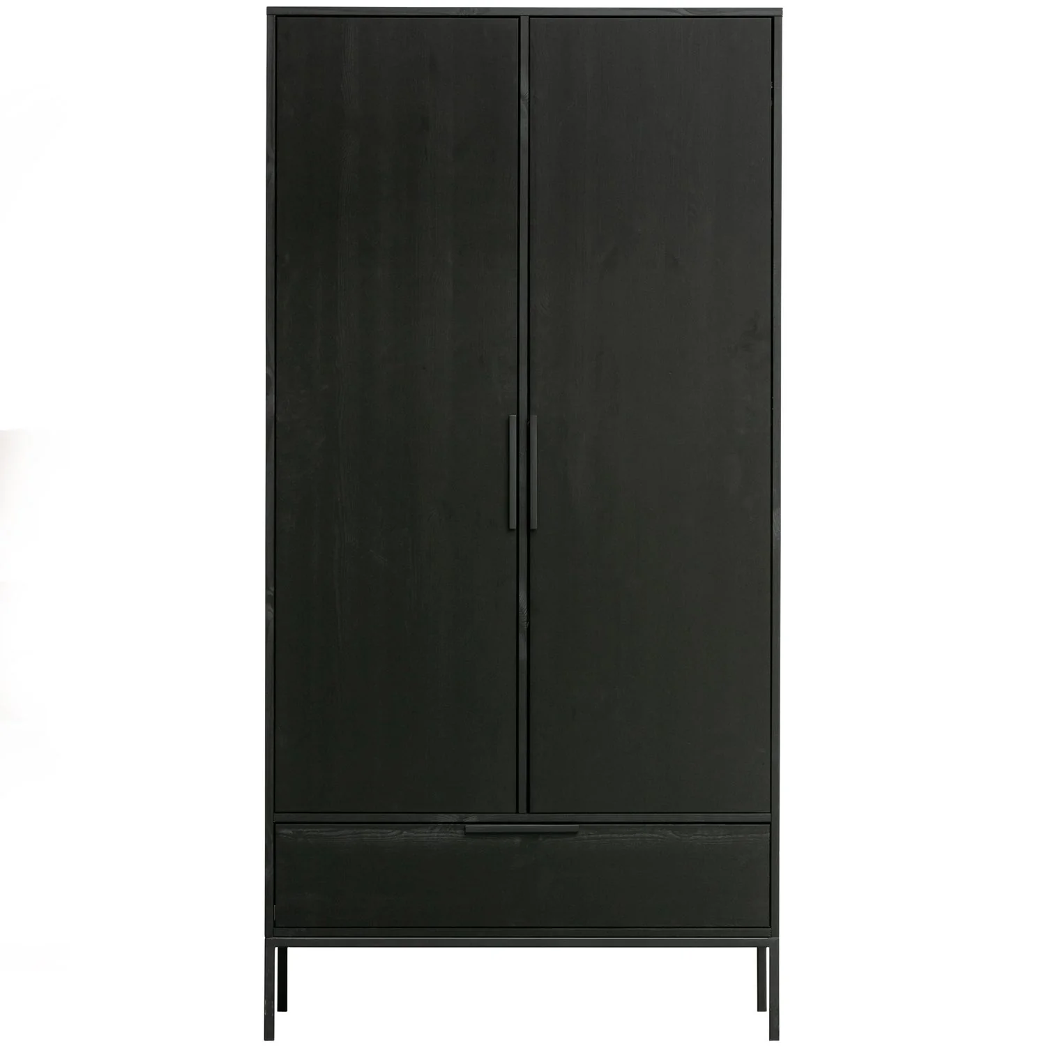 WOOOD - Adam Skab Fyrretræ Sort FSC 200x100x53 cm, produktbillede 3 af 8, Garderobeskabe hos HomeNordic