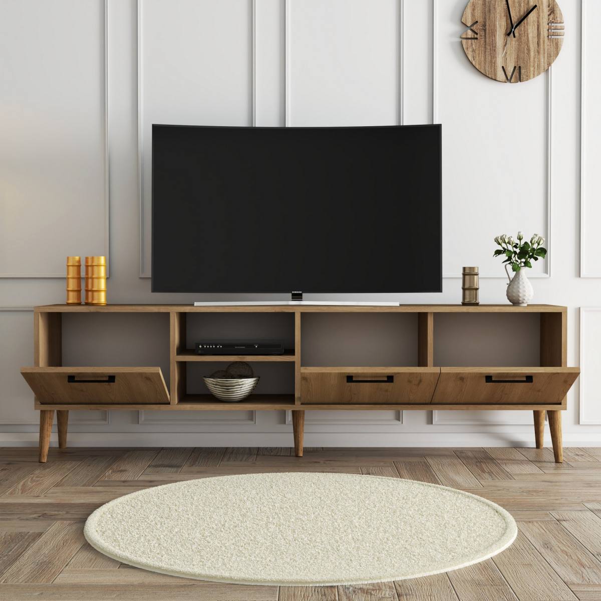 NORDVÄRK Exxen TV-bord, m. 3 låger og 1 hylde, produktbillede 5 af 5, TV-borde hos HomeNordic