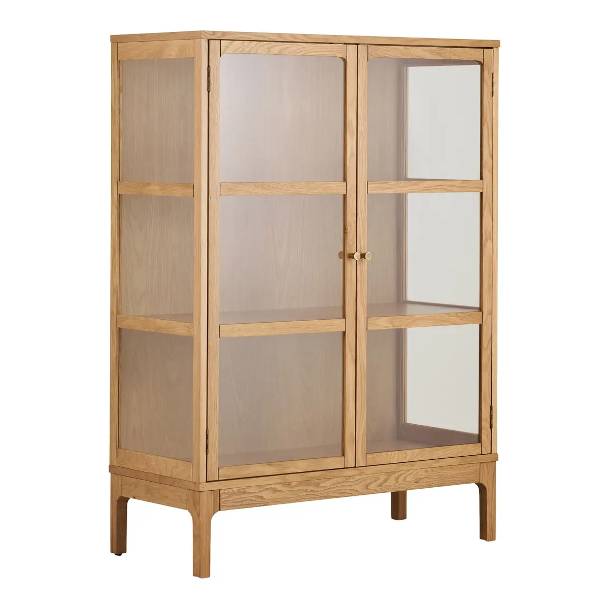 Zamora Vitrineskab - Vitrineskab, 2 Glaslåger, 2 Hylder, Eg/Egefiner/Hærdet Glas, Natur 40X90X126 Cm – billede 2