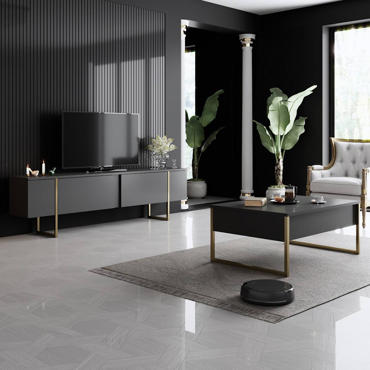 NORDVÄRK Luxe TV-bord, m. låger, produktbillede 6 af 6, TV-borde hos HomeNordic