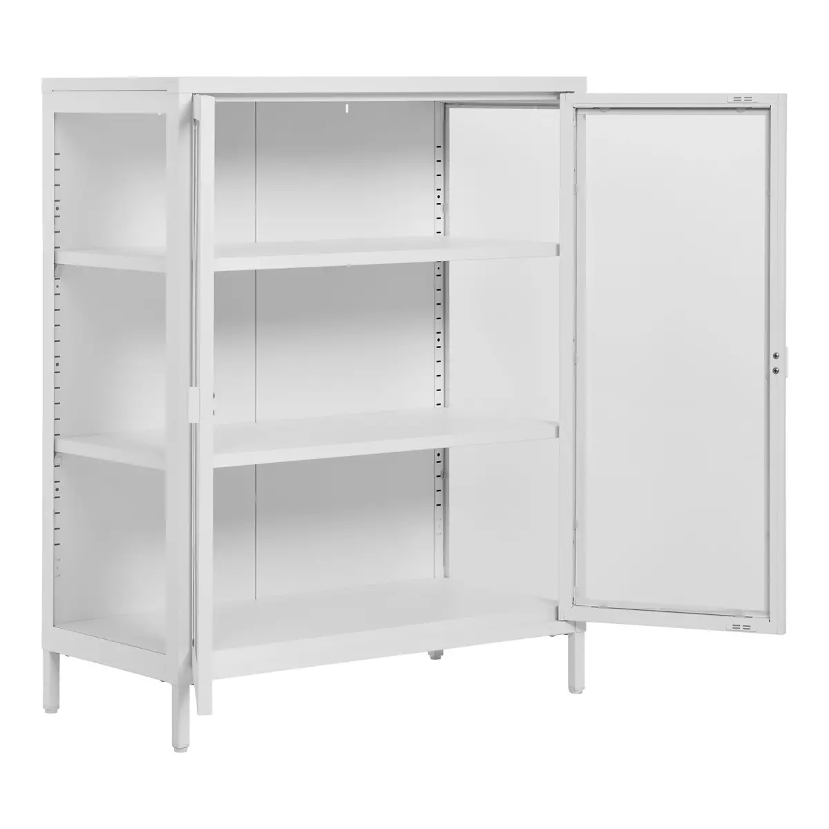 Brisbane Vitrineskab - Vitrineskab, 2 Glaslåger, Stål, Hvid 80X40X101 Cm – billede 4