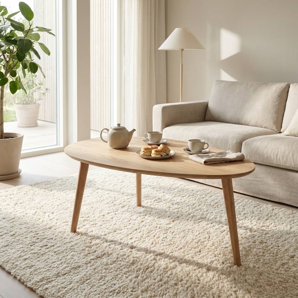 CT 10 - Sofabord i massiv eg med dråbeform og størrelse 89 x 66 cm, Nordisk design hos HomeNordic