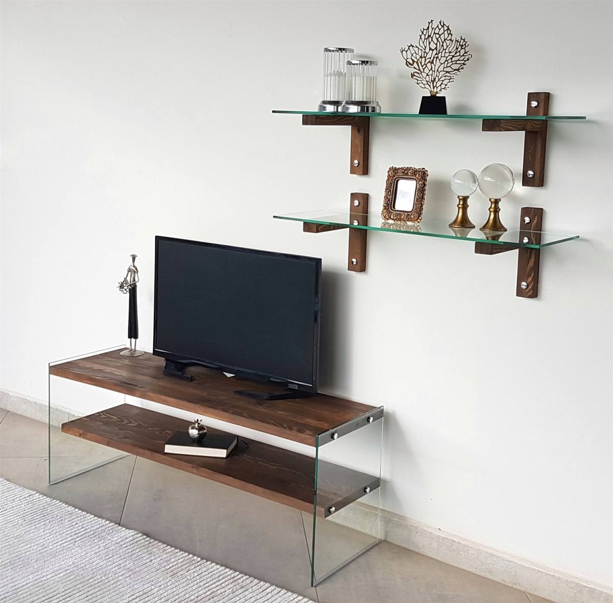 NORDVÄRK TV105 TV-bord, m. 2 væghylder og 1 hylde, produktbillede 7 af 9, TV-borde hos HomeNordic