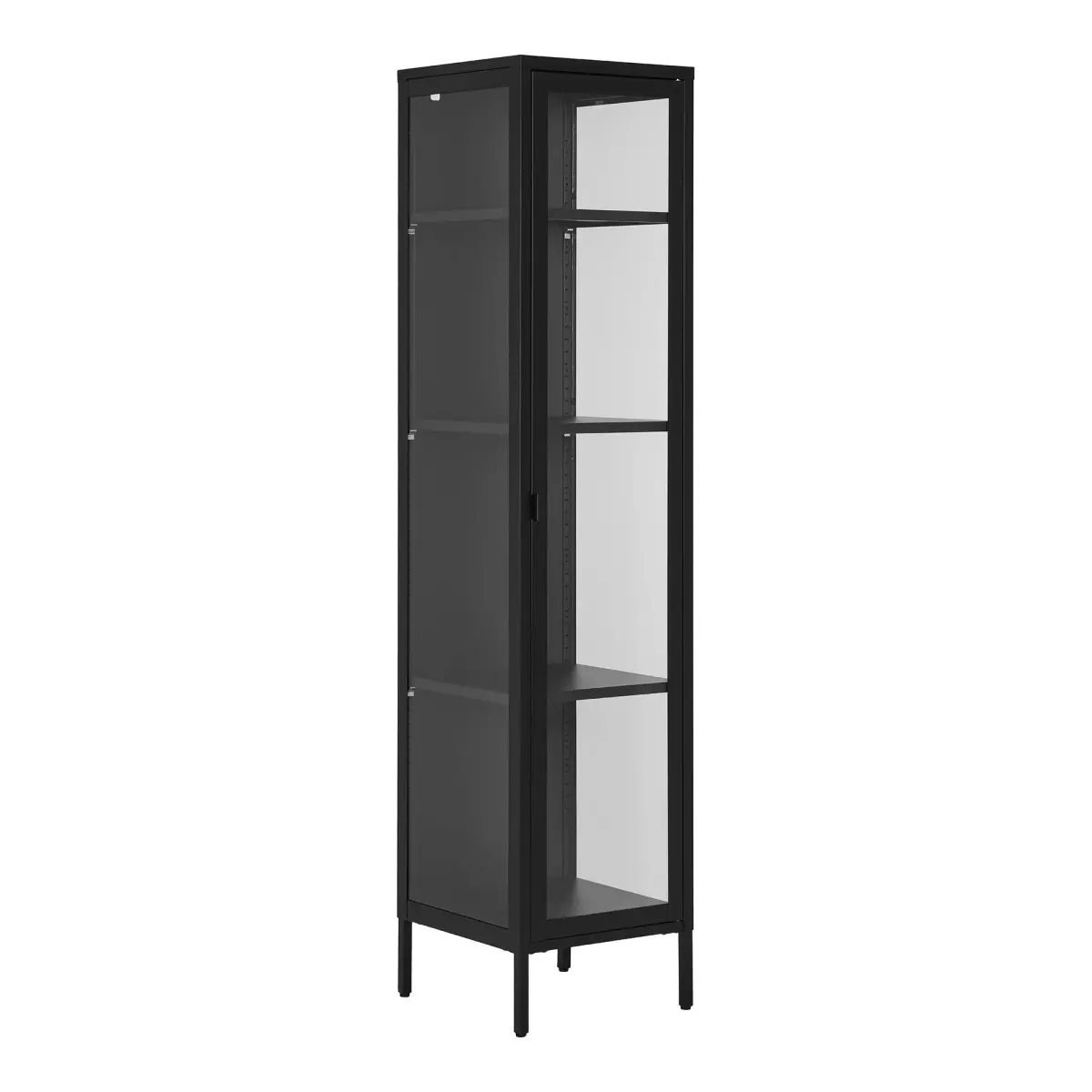 Brisbane Smalt Vitrineskab - Smalt Vitrineskab, 1 Glaslåge, Stål, Sort 40X35X180 Cm – billede 3
