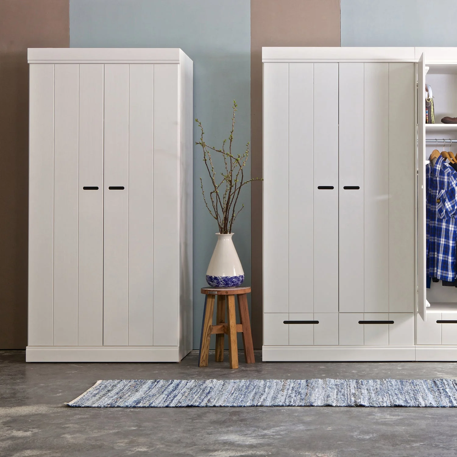 WOOOD - Connect 3-Dørs Skab, Hvid FSC 195x140x53 cm, produktbillede 3 af 7, Garderobeskabe hos HomeNordic