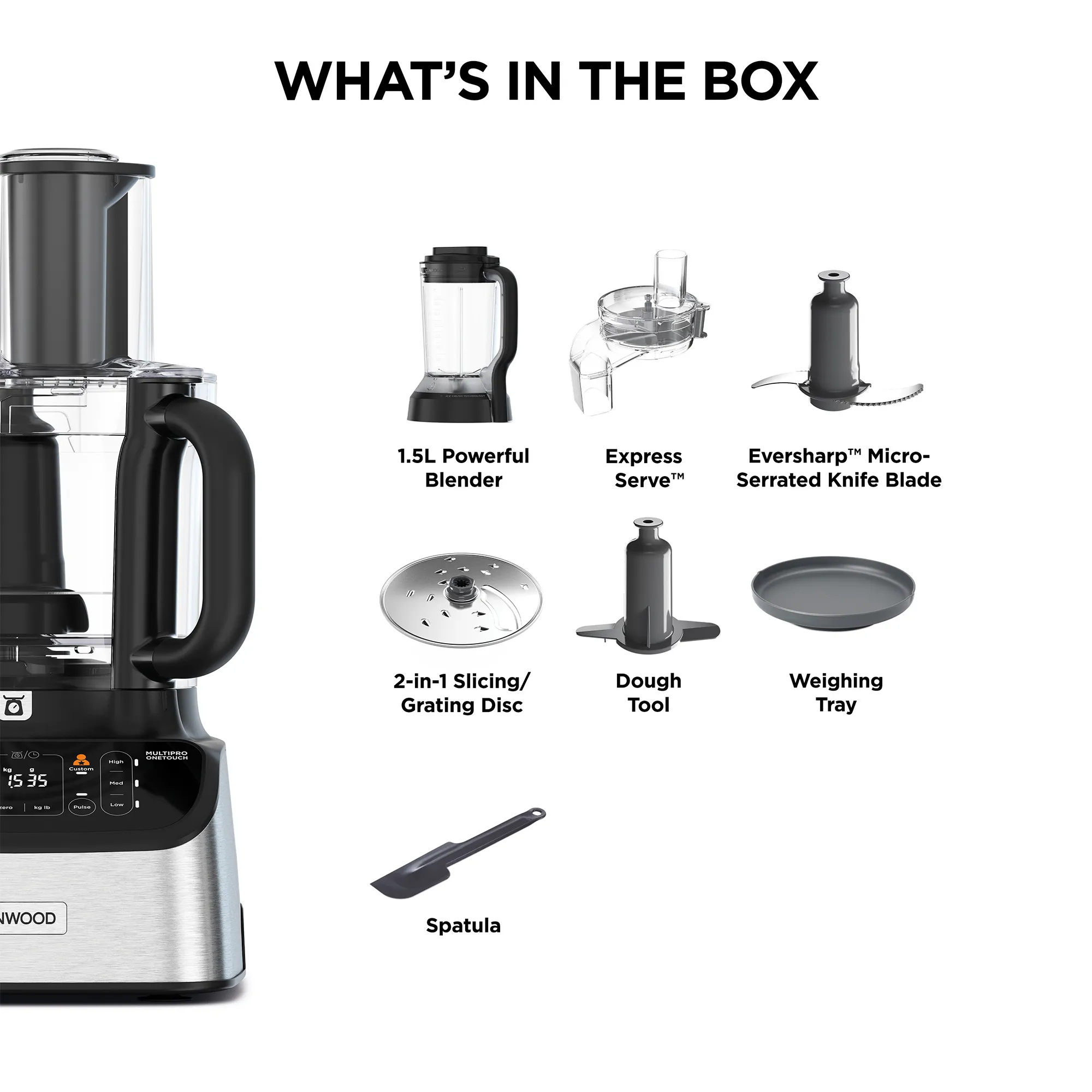 MultiPro OneTouch FDM73.480.ss foodprocessor, sort/stål, produktbillede 6 af 6, Foodprocessorer hos HomeNordic