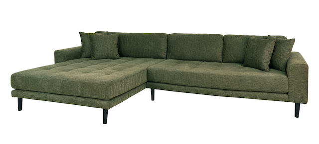 Riviera lounge sofa olivengrøn venstre vendt. Længde 290 cm, Sofaer hos HomeNordic