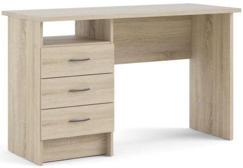 Prestige skrivebord i ege look 120 x 48 cm med 3 skuffer og 1 åbent rum., Skriveborde hos HomeNordic