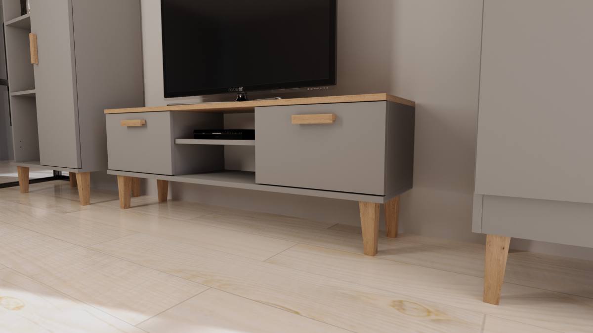 KOCOT Denver TV-bord, m. 2 låger og 1 hylde, produktbillede 3 af 5, TV-borde hos HomeNordic