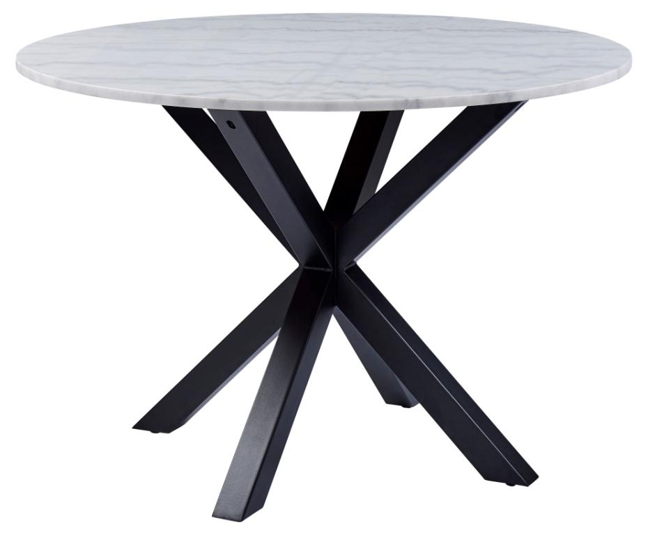 Sorgenfri rundt spisebord 110 cm hvid marmor og med sort metalstel., Spiseborde hos HomeNordic