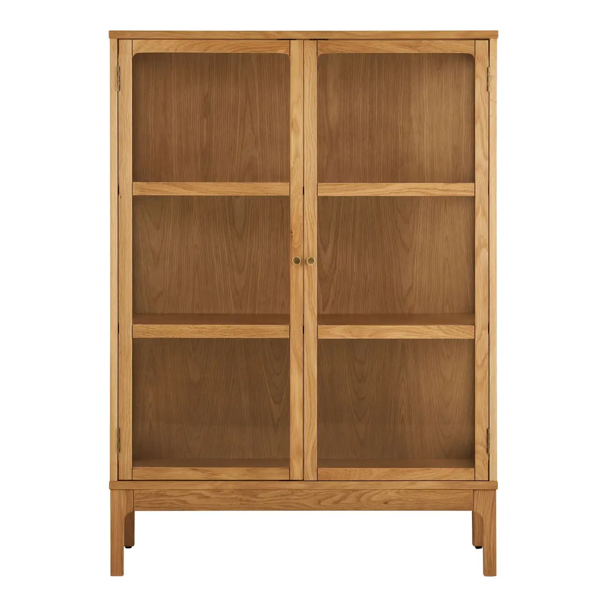 Zamora Vitrineskab - Vitrineskab, 2 Glaslåger, 2 Hylder, Eg/Egefiner/Hærdet Glas, Natur 40X90X126 Cm