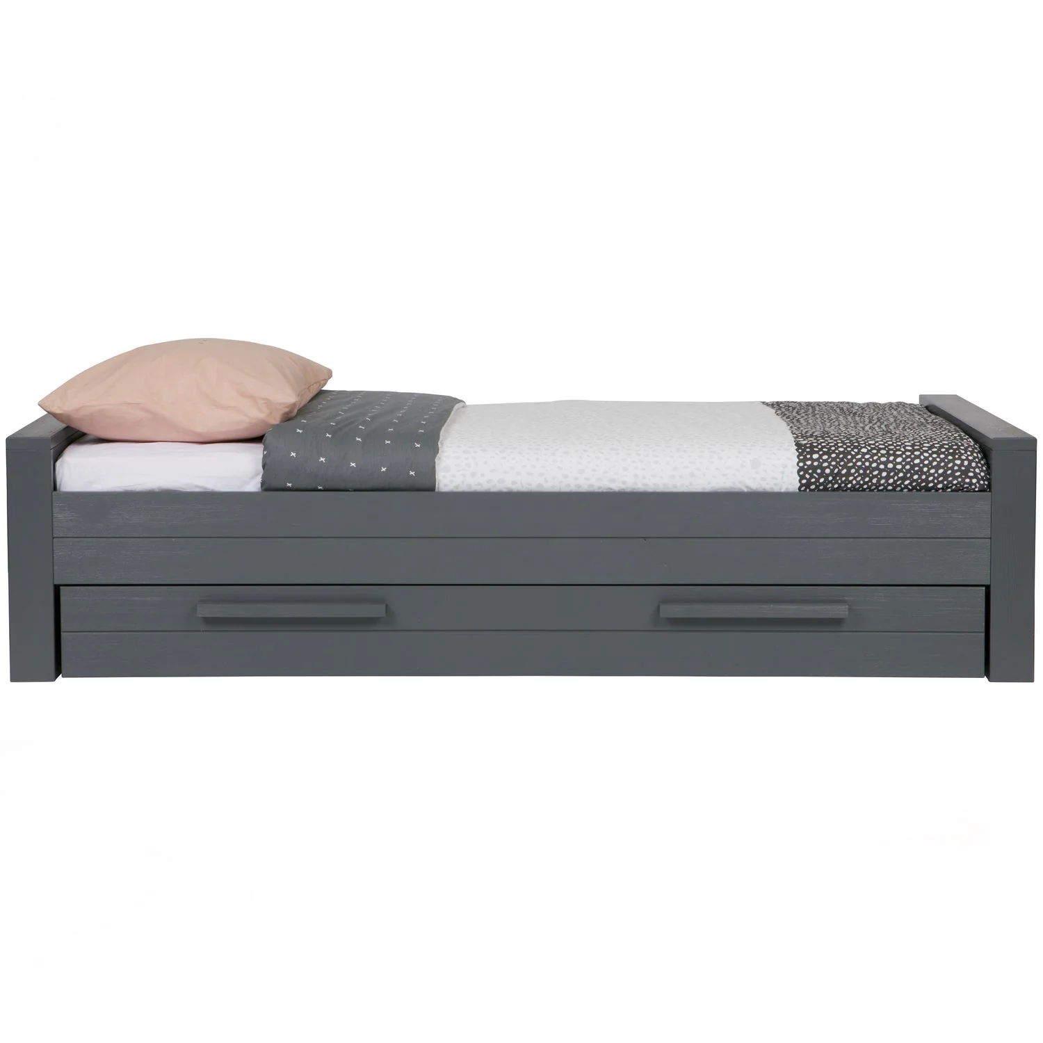 WOOOD - Dennis Seng 90x200 Fyrretræ Stålgrå FSC 53x219x95 cm, produktbillede 4 af 6, Senge hos HomeNordic