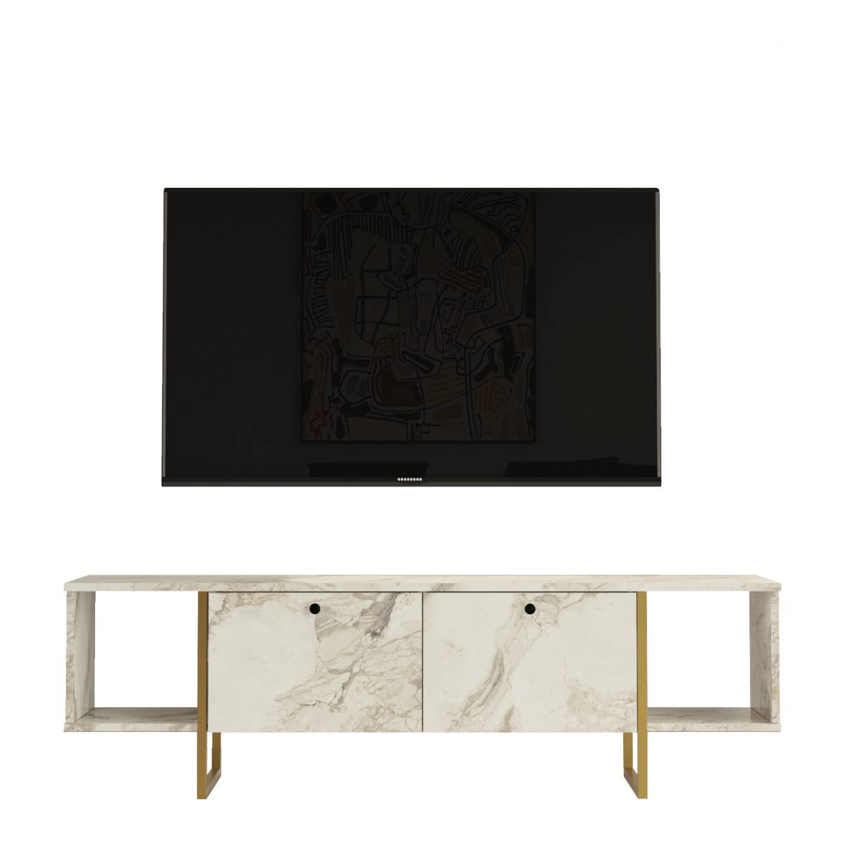 NORDVÄRK Vg30 TV-bord, m. 2 låger og 2 åbne rum, TV-borde hos HomeNordic