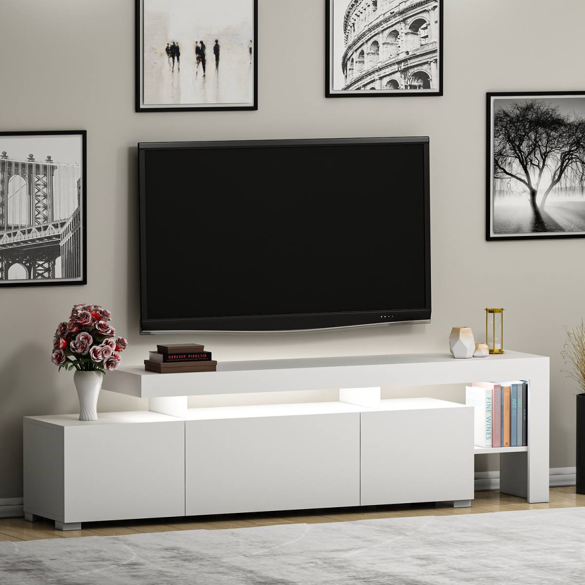 NORDVÄRK Beliz TV-bord, m. PVC-kantbånd LED-lys, produktbillede 7 af 10, TV-borde hos HomeNordic