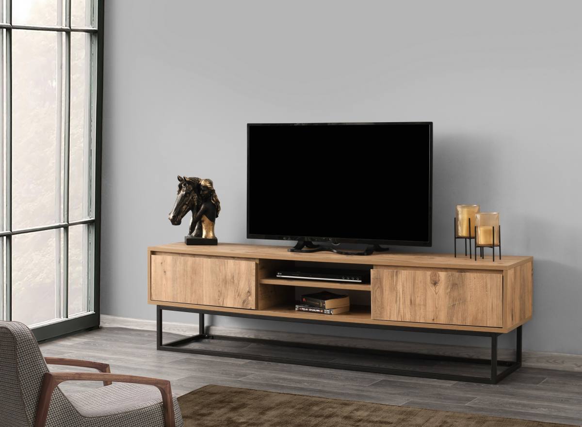 NORDVÄRK Belinda TV-bord, m. 1 hylde og 2 skuffer, produktbillede 6 af 6, TV-borde hos HomeNordic
