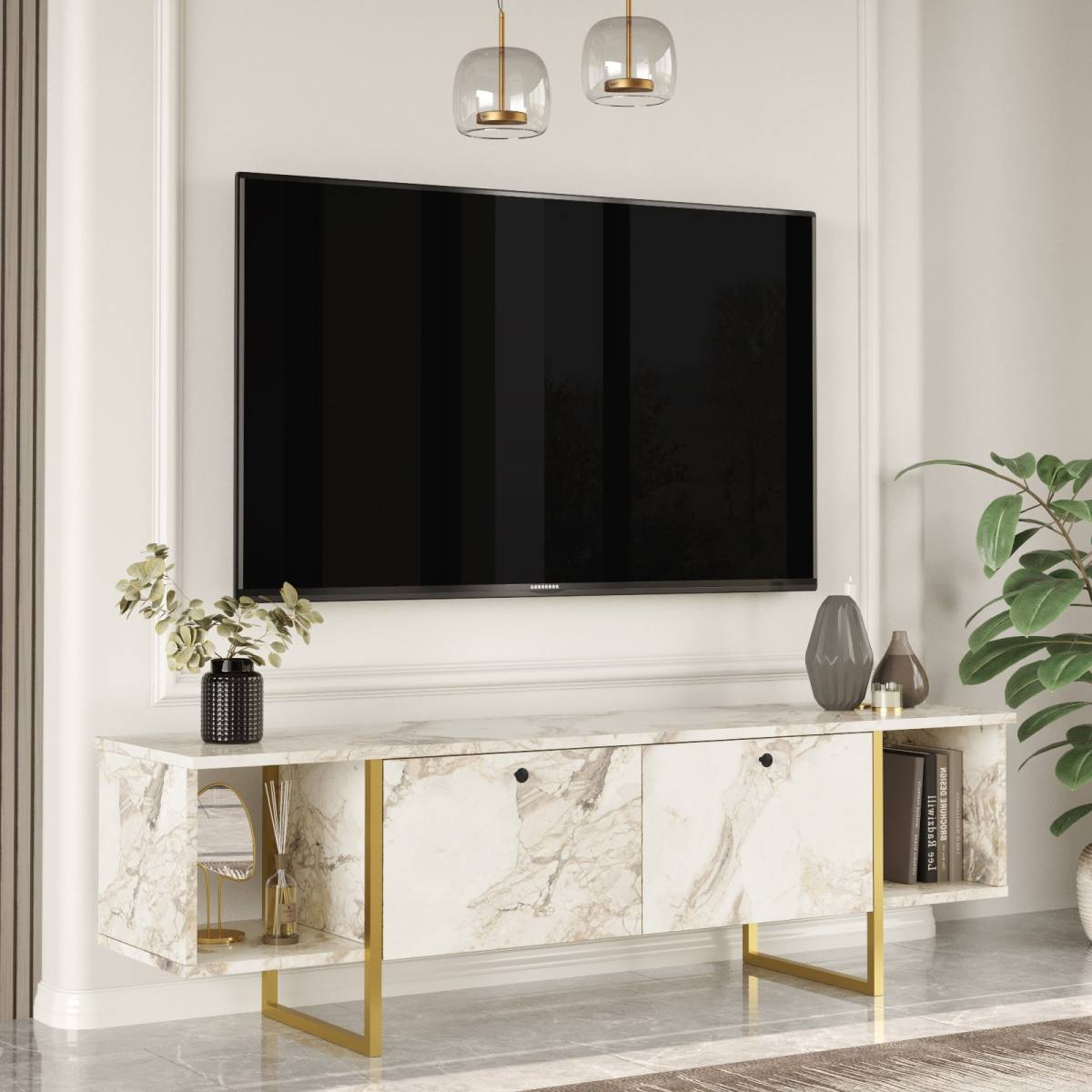 NORDVÄRK Vg30 TV-bord, m. 2 låger og 2 åbne rum, produktbillede 7 af 7, TV-borde hos HomeNordic