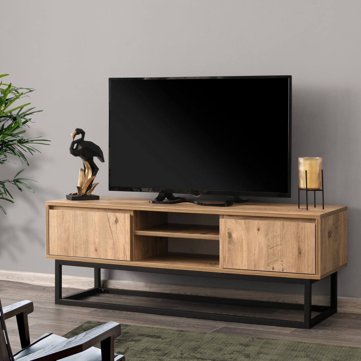NORDVÄRK Belinda TV-bord, m. 1 hylde og 2 skuffer, produktbillede 6 af 6, TV-borde hos HomeNordic