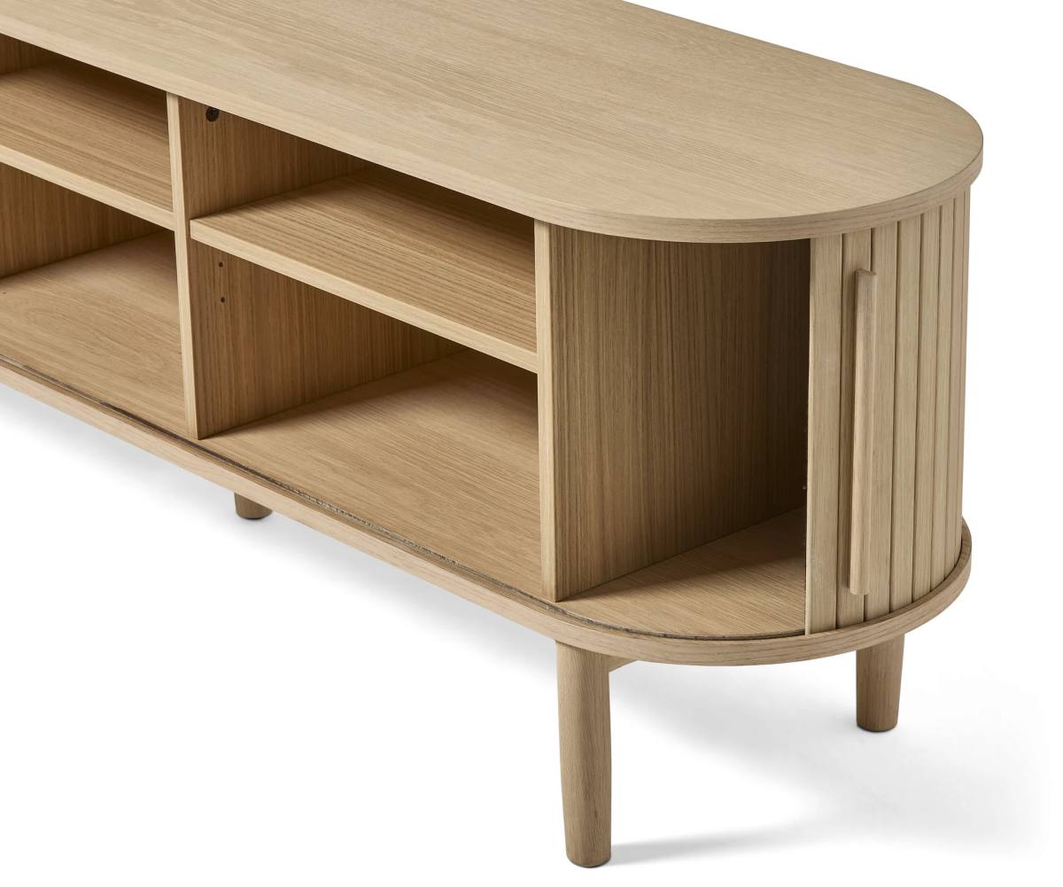 Meta TV-bord, m. 2 skydelåger og 3 hylder, oval, produktbillede 4 af 6, TV-borde hos HomeNordic