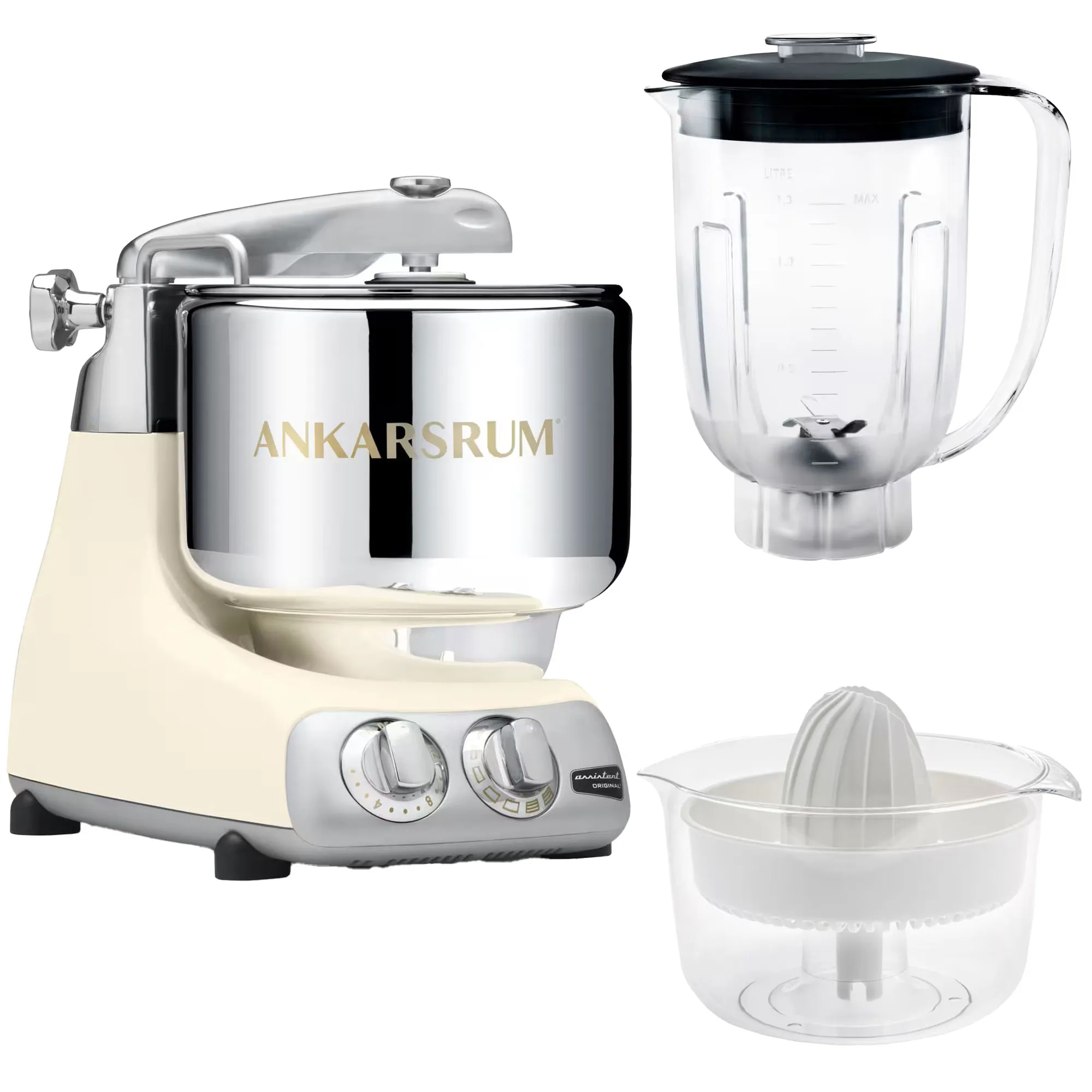 Assistent AKM6230 + mixerkanna & citruspress, light créme, Røremaskiner hos HomeNordic