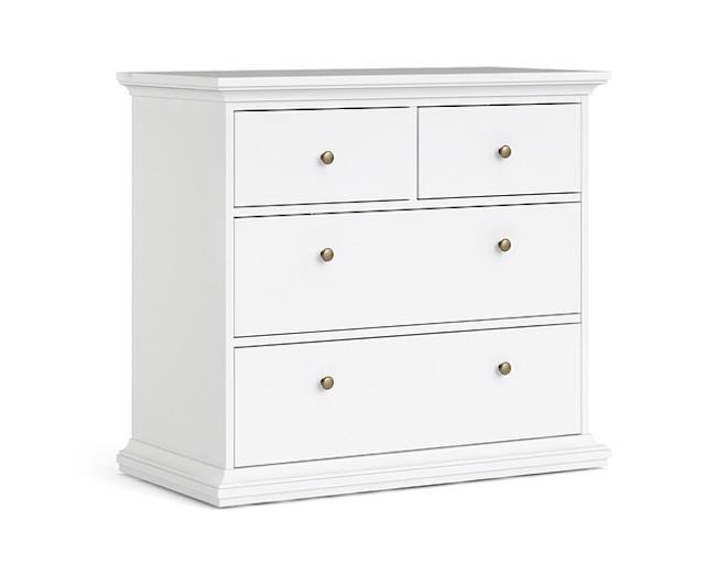 Frisenborg hvid kommode 95 cm bred med 4 skuffer, Kommoder hos HomeNordic
