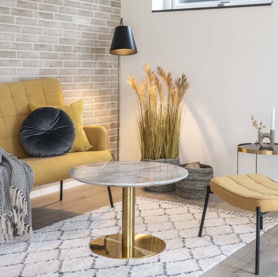 Nadal - Sofabord i marmorlook og messing, Moderne designs hos HomeNordic