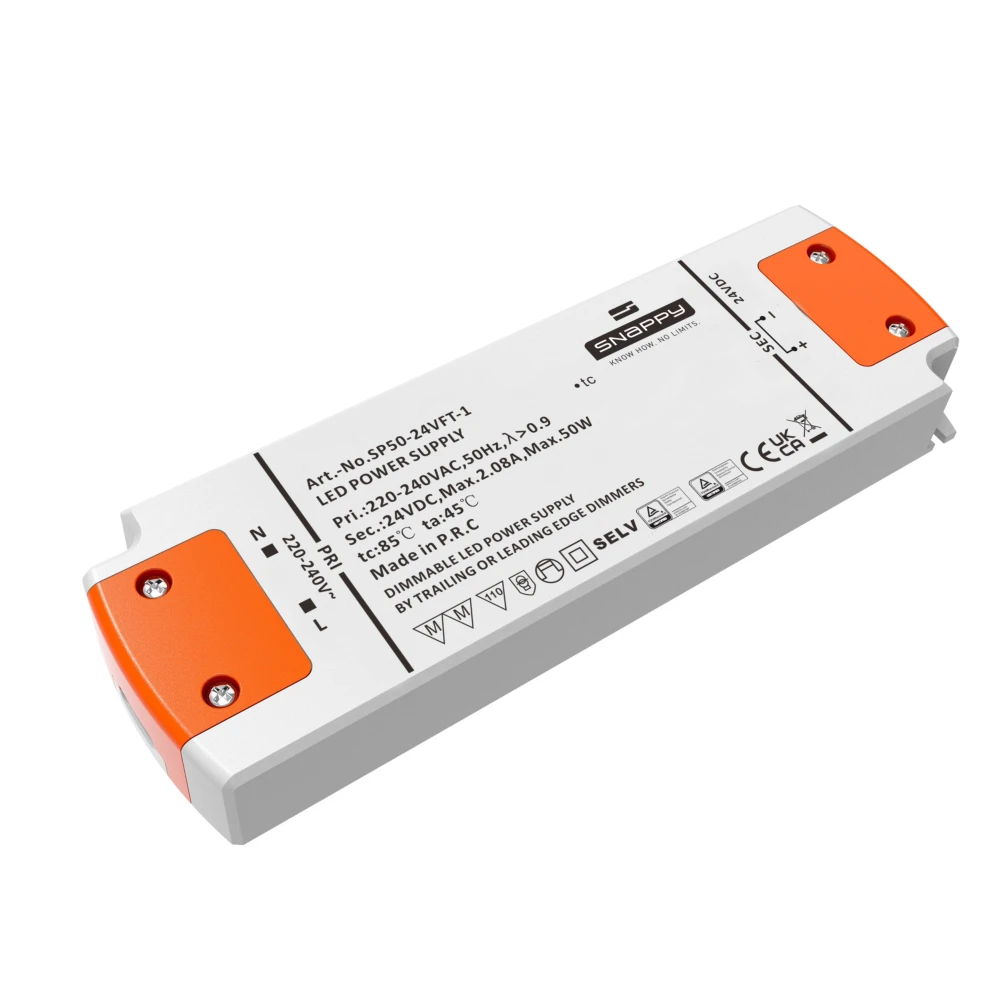 Snappy 50W / 24V DC dæmpbar strømforsyning, Strømforsyninger hos HomeNordic