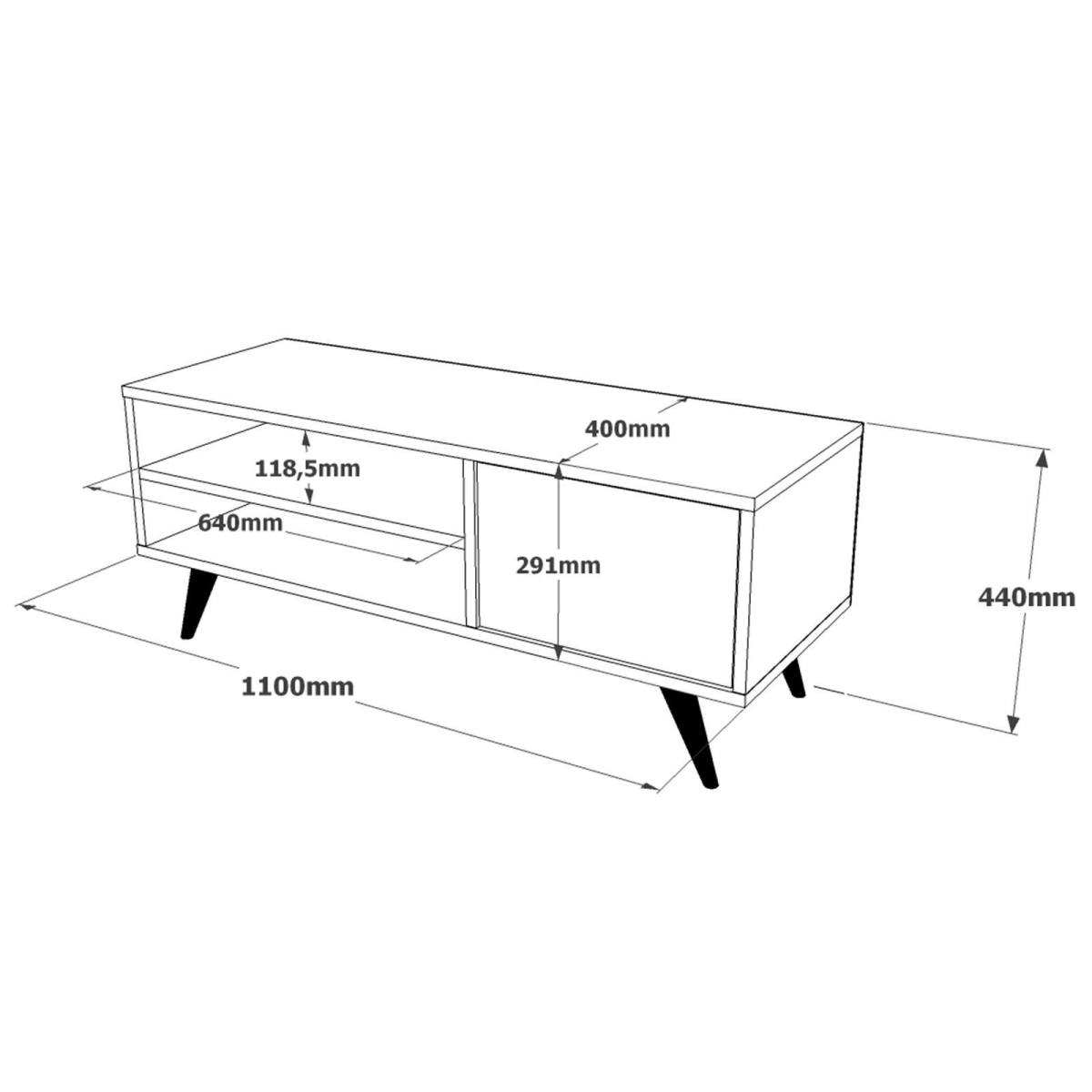 NORDVÄRK CD1 TV-bord, m. 1 låge og 1 hylde, produktbillede 2 af 7, TV-borde hos HomeNordic
