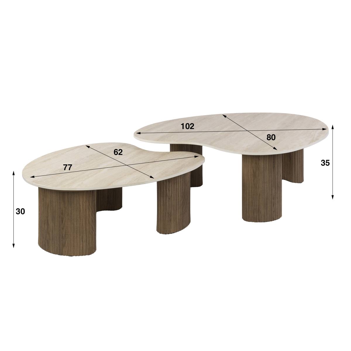 Katla - Sofabordssæt i travertin og eg, produktbillede 7 af 7, Moderne designs hos HomeNordic