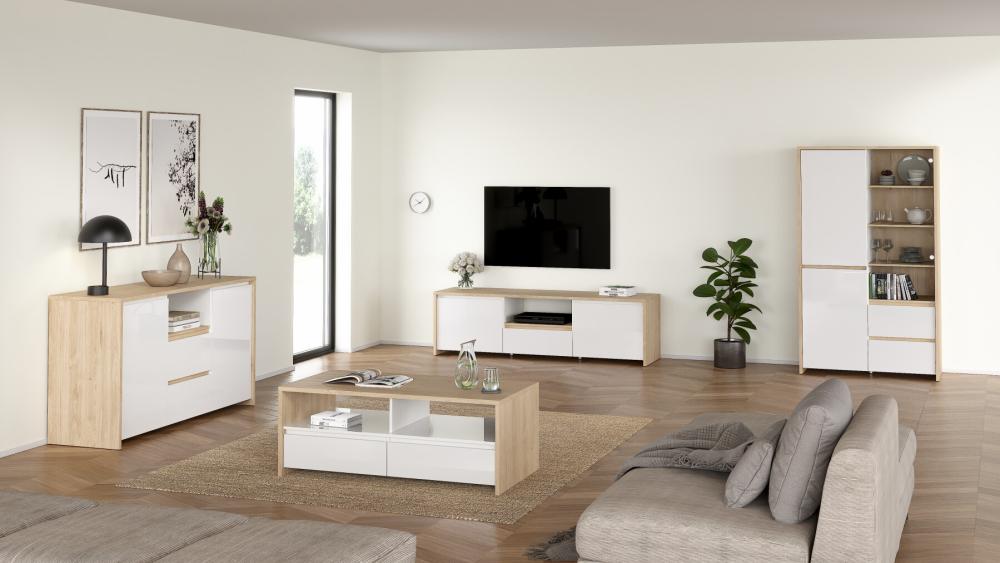 TVILUM Next TV-reol 1 skydelåge + 1 låge + 2 skuffer, produktbillede 14 af 14, Reoler hos HomeNordic